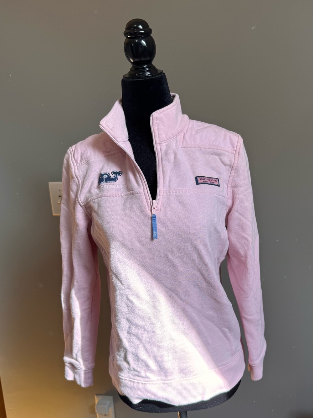 Vineyard Vines Light Pink Quarter-Zip Teddy Pullover